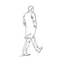 Vector illustration of a walking man drawn in line art style