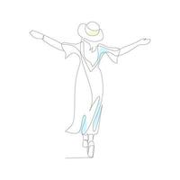 Vector illustration of a woman in a dress drawn in line-art style