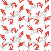 Red and grey arrows seamless pattern. Hand drawn vector background.