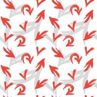 Red and grey arrows seamless pattern. Hand drawn vector background.