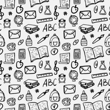 Seamless pattern of elements on the school theme vector