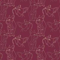 Seamless pattern with english bulldog outline vector