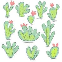 Vector illustration of cute cacti