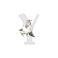 Vector illustration of a letter decorated with a bouquet of peonies