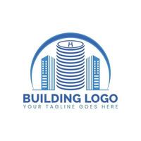 diseño de logotipo de edificio inmobiliario. plantilla de diseño de logotipo de edificio de arquitectura de construcción vector