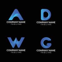 Set of gradient font logo templates vector