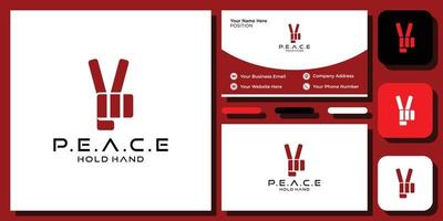 Peace hold hand symbol abstract finger fist with business card template vector