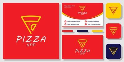 Initial P pizza app food meat cheese delivery with business card template vector