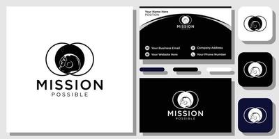 Mission Impossible astronaut succes with business card template vector