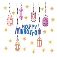 Happy Muharram new Islamic year. Greeting Card vector