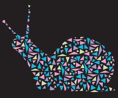 snail made of mosaic, multicolored triangles vector