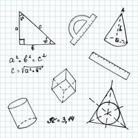 una hoja de cuaderno con elementos geométricos estilo garabato vector