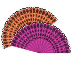 two bright fans with black patterns vector