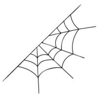 Halloween cobweb. Spiderweb. Corner, half of spiders web. Vector illustration. Linear hand drawing in doodle style for holiday design, decor and decoration.