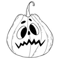 gato de calabaza linterna de calabaza de halloween de vacaciones. ilustración vectorial dibujo de línea de garabato dibujado a mano para decoración navideña, diseño y decoración, impresión. vector