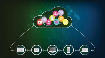 Concept of cloud computing in a cloud computing concept.Vector  Illustrator vector