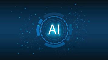 Abstract futuristic digital and technology on dark blue color background. AI Artificial Intelligence wording with the circuit design. vector