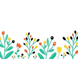 Botanical minimal meadow background with wildflowers vector