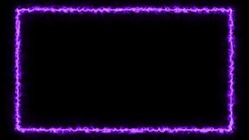 borde de marco de brillo de luz de neón transparente de animación bucle color púrpura