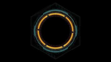 Motion graphic of Blue hexagon and circle rotation with HUD UI technology interface and futuristic elements abstract background alpha channel included video