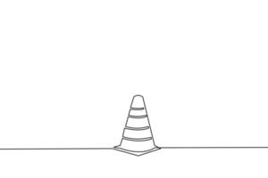 Continuous line drawing of Traffic Cone. vector