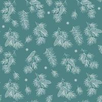 Pine cones seamless pattern. Christmas pattern with pine cone and snowflakes. vector