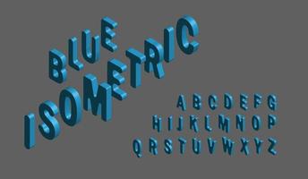 isometric blue alphabet, 3d vector illustration