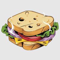 sandwich for breakfast drawing vector