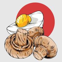 delicioso huevo con ilustración de champiñones vector