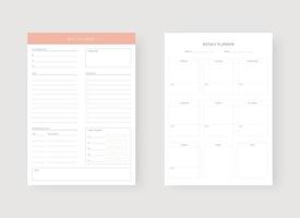 Daily and weekly planner template. Set of planner and to do list. Modern planner template set. Vector illustration.