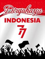 Indonesian independence day poster design with abstract red and white background vector