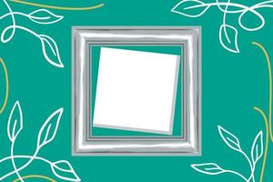 Silver photo frame design on abstract blue background vector