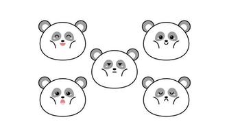 lindo panda con muchas expresiones vector