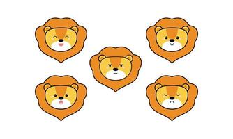 Cute Lion with Many Expressions vector
