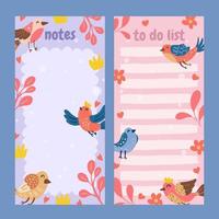 Birds Doodle Journal Templates Pages Collection vector