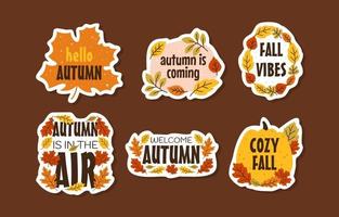 Fall Autumn Leaves Frame Drawn Sticker Collection vector