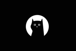 el logotipo de diseño combina el círculo y el gato negro vector