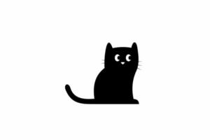 diseño logo creativo gato negro lindo vector