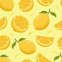 fruit lemon vector seamless pattern.