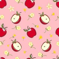 fruta manzana ilustración dibujos animados vector patrón sin costuras.