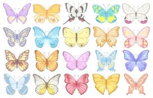 ilustración hermosa colección de mariposas para amor boda día de san valentín o arreglo diseño de invitación tarjeta de felicitación vector