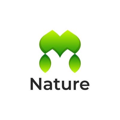 initial letter M with leaf gradient colorful logo