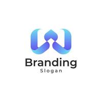 Initial Letter w 3d gradient colorful Logo vector