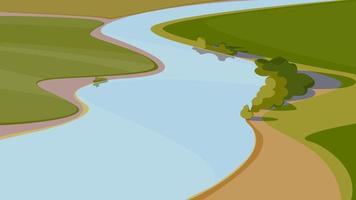 Landscape with wide river. vector