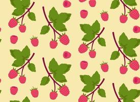 Seamless pattern with raspberries. Texture with berries in cartoon style. vector