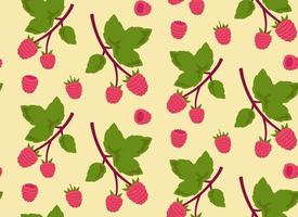 Seamless pattern with raspberries. Texture with berries in cartoon style. vector