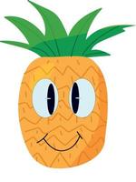 Pineapple cute character with big eyes vector