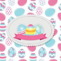 Easter Seamless Pattern with label vector