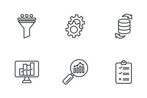 Data mining is the process of discovering patterns in large data sets icons set . Data mining is the process of discovering patterns in large data sets pack symbol vector elements for infographic web