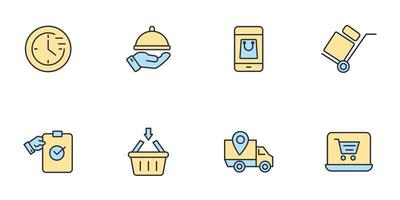 Online delivery service icons set . Online delivery service pack symbol vector elements for infographic web